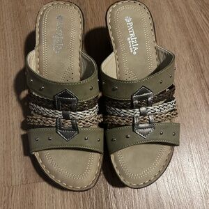 Patrizia Pepe Green and Brown Sandals with Braided Straps